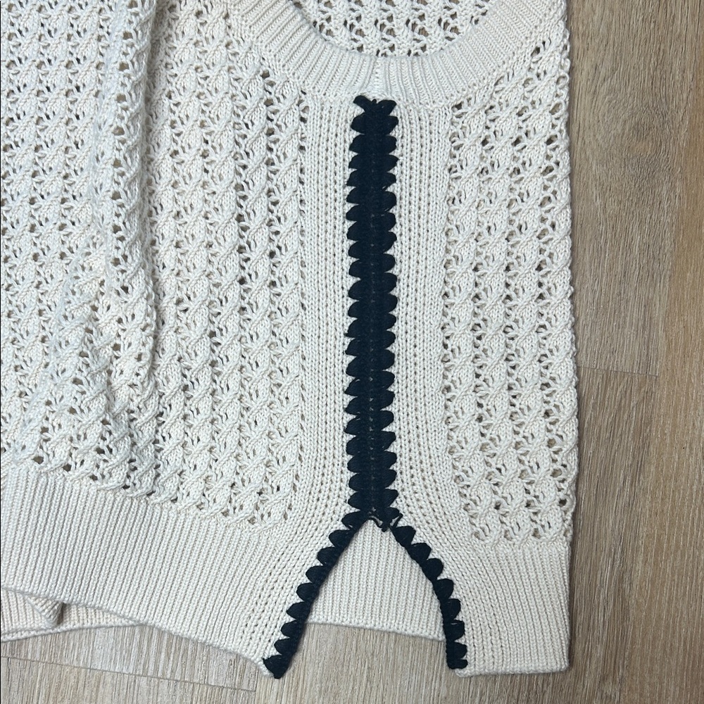 Varley Delaney Cream and Black Open Stitch Sweater Vest - Picture 7 of 12